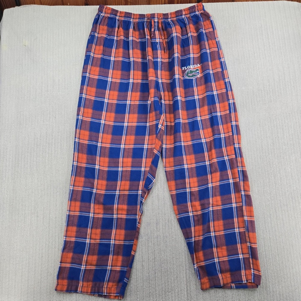 Florida Gators Pants Mens XL Orange Blue Plaid Sleep Lounge Football Flannel